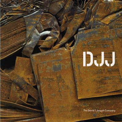 Annual Reports and Corporate Communications, Booklet/Brochure depicts: Scraps of rusted metal with "DJJ" printed in white over the image