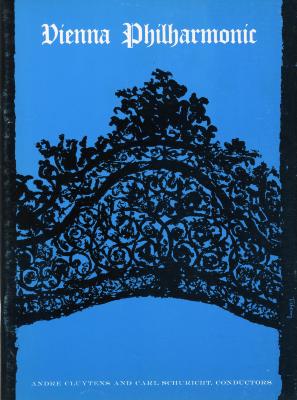 Programs depicts: Ink illustration of a ornately decorated wrought iron gate on blue paper