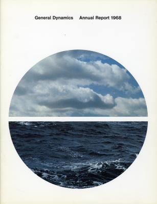 Annual Reports and Corporate Communications depicts: Inside of a circle is a photo of the ocean and sky, there is a white line through the middle of the circle, which splits where the ocean meets the sky 