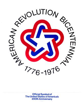 Posters depicts: Red, white, and blue lines surrounding a white star, with text written in a ring around the graphic against a white background.