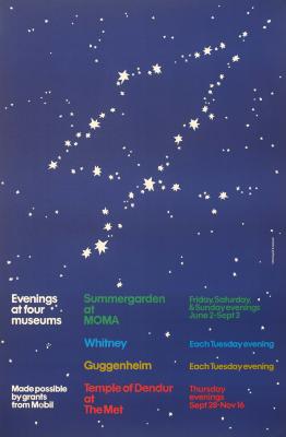 Posters depicts: Dark blue sky with white stars forming an unspecified constellation