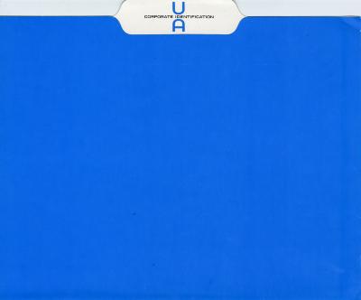 Logos and identities, Letterheads/Stationery depicts: Blue folder with a tab labeled "UA Corporate Identification" 