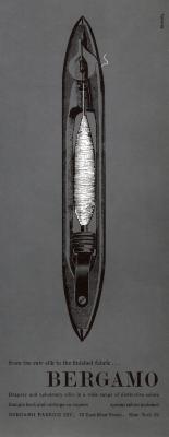 Advertisements depicts: An old school style illustration of a spool of raw silk 