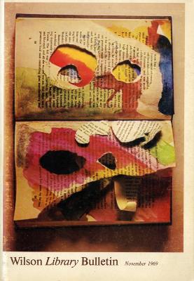 Serial Publications depicts: a book turned sideways with burnt pages. The holes in the pages are painted pink, orange and yellow.