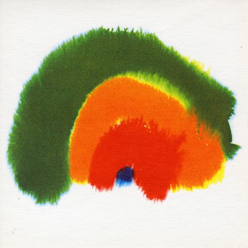 Cards depicts: A sort of 4 color rainbow watercolor shape