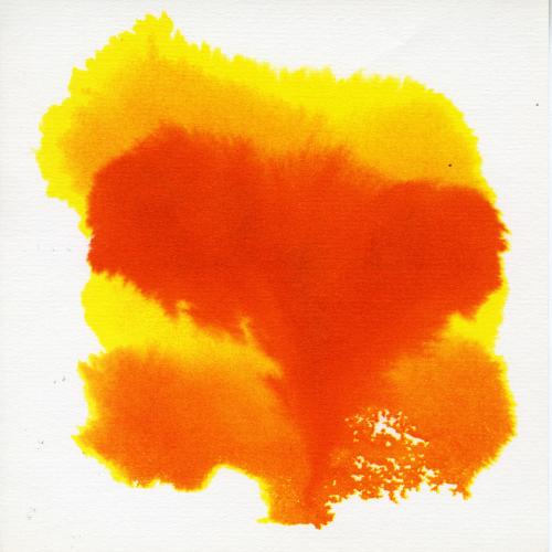 Cards depicts: A yellow and orange smoke like watercolor shape 