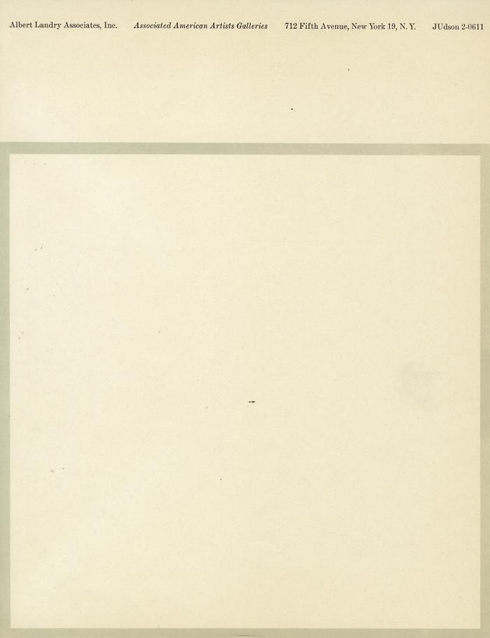 Letterheads/Stationery depicts: A tan piece of paper with a gray square outline on it, along the top is the Albert Landry letterhead 