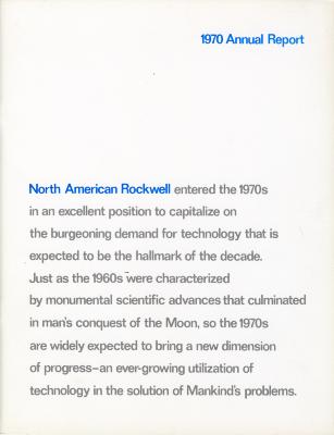 Annual Reports and Corporate Communications depicts: "1970 Annual Report" printed in blue in the top right corner of a paper, below is a block of text 