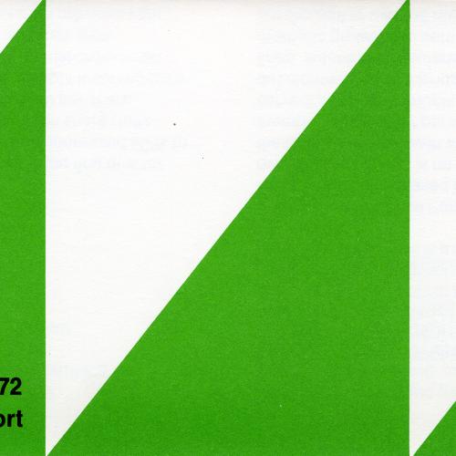 Annual Reports and Corporate Communications, Booklet/Brochure depicts: Three green triangles next to each other, the one to the left is labelled "March 1972 1st Quarterly Report" 