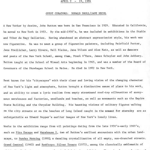 Press Releases depicts: Typewritten document describing exhibition