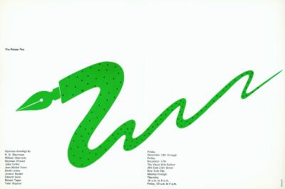 Posters depicts: Green and black spotted snake-like fountain pen