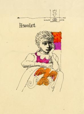 Original Art depicts: ink sketch of a figure resting their head on their hand, resting their other arm on another surface.