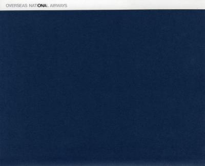 Letterheads/Stationery, Logos and identities depicts: Blue folder with a tab labeled "Overseas National Airways"