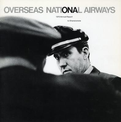 Annual Reports and Corporate Communications depicts: Two men in uniforms and pilots caps looking at each other, above is printed "Overseas National Airways" 