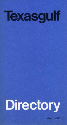 "Texasgulf Directory" printed on a blue pamphlet 