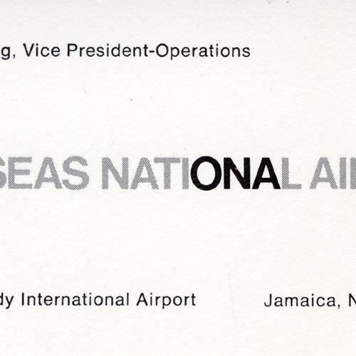 Letterheads/Stationery, Logos and identities depicts: "Overseas National Airways" business card