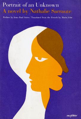 Book Covers depicts: overlapping cut paper profiles in white and yellow on a purple background