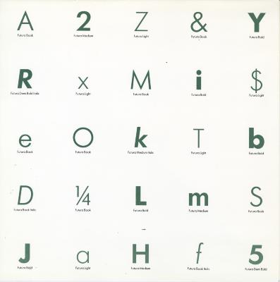 Graphic Standards Manuals, Logos and identities depicts: Various numbers and letters in a grid written in various fonts 
