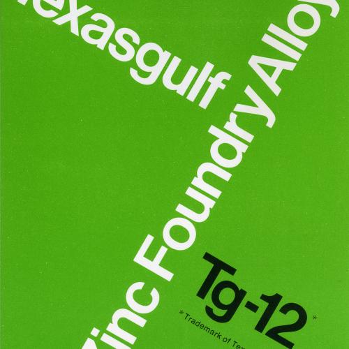 Green folder with "Texasgulf Zinc Foundry Alloy Tg-12" typed on it at diagonals 