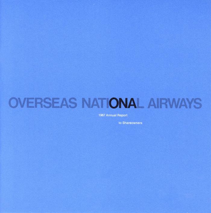 Annual Reports and Corporate Communications depicts: "Overseas National Airways" printed on blue paper 