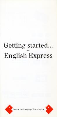 "Getting Started with English Express", two minimal illustrated orange heads speak towards each other 