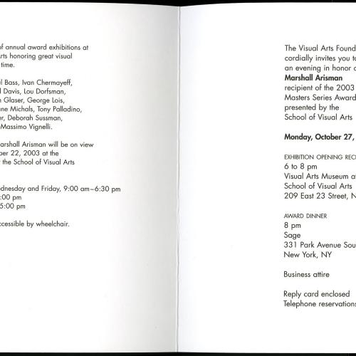 Announcements and invitations depicts: Masters Series invitation
