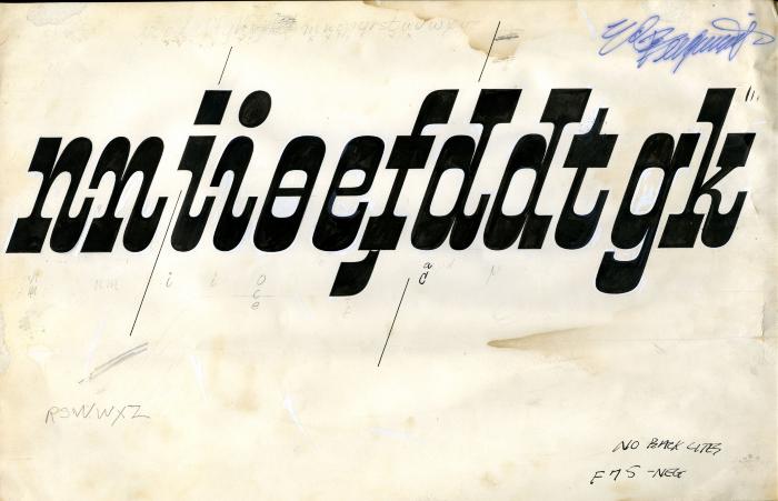 Original Art, Typefaces depicts: Random letters hand lettered in a curvy blocky typeface