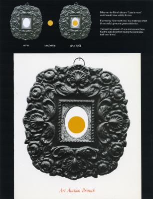 Announcements and invitations depicts: Decorative stone frame with a graphic of an egg inside 