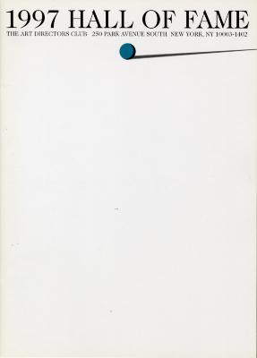 Booklet/Brochure depicts: "1997 Hall of Fame" typed across the top of a page, right underneath it is a blue sphere with a long shadow stretching out of it 