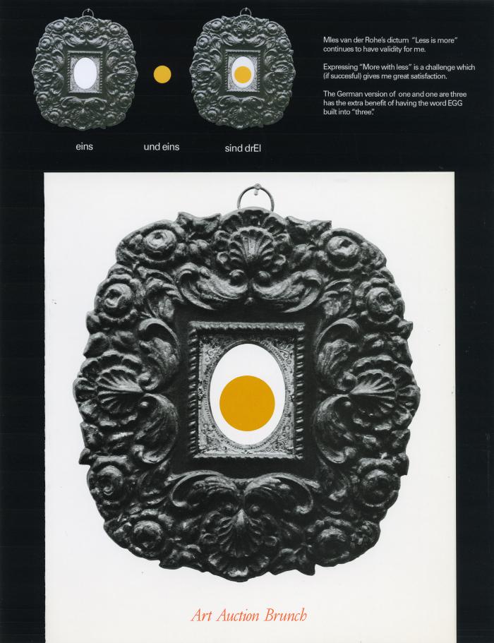 Announcements and invitations depicts: Decorative stone frame with a graphic of an egg inside 