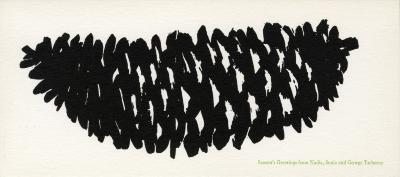 Cards depicts: Ink drawing of a pinecone 