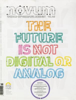 Serial Publications depicts: "The Future is not digital or analog" written in a font made of of variously colored neon signs 