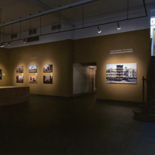 Photographic Materials depicts: photograph of artworks installed in gallery