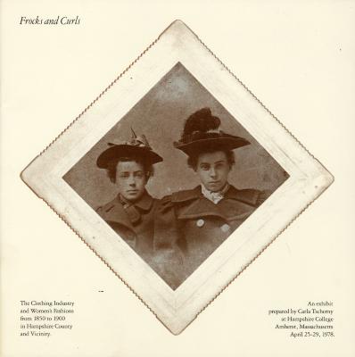 Exhibition Catalogues depicts: Two old fashioned woman pictured in a diamond shaped frame 