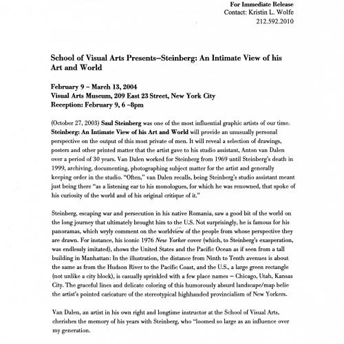 Press Releases depicts: Typed press release, page 1 of 2
