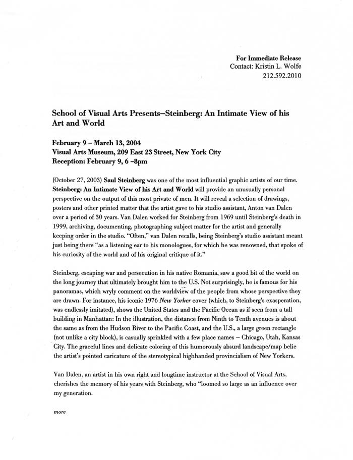 Press Releases depicts: Typed press release, page 1 of 2
