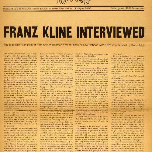 Serial Publications depicts: Front page of news paper with headline "Franz Kline Interviewed."