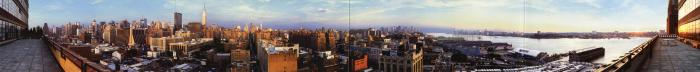 Booklet/Brochure depicts: exterior of announcement with panorama view from balcony of SVA gallery in Chelsea
