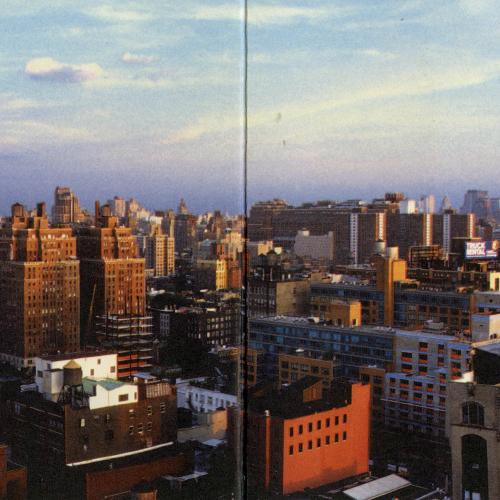 Booklet/Brochure depicts: exterior of announcement with panorama view from balcony of SVA gallery in Chelsea