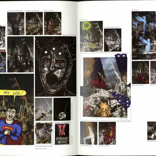 Portfolios depicts: interior spread of exhibition catalog