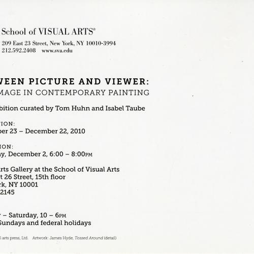 Announcements and invitations depicts: back of announcement with details of exhibition