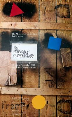 Posters depicts: photograph of the lid of a wooden crate, with name of exhibition written in marker on a label taped to the crate