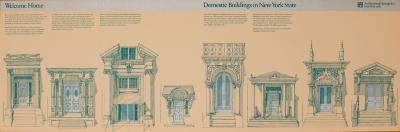 Posters depicts: Detailed line drawings of six outer doorways to various residential buildings