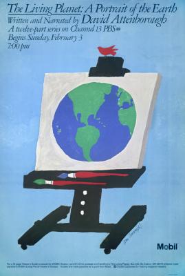 Posters depicts: A painted easel holding a painting of the Earth