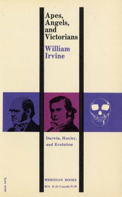 Book Covers depicts: Three purple squares are lined up horizontally, the first two have portraits of Victorian men, the third has a white illustration of an ape skull