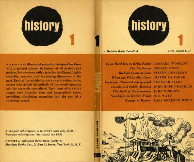 Serial Publications depicts: Lineart illustration of a Greek style building being burned down, above is a yellow block with text overlayed, above is a black circle with the word "history" inside