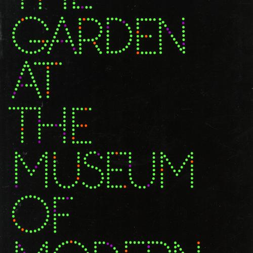 Booklet/Brochure, Announcements and invitations depicts: Black background with green text made up of mostly green dots with several purple and orange dots. Text reaches the bottom of the pamphlet.