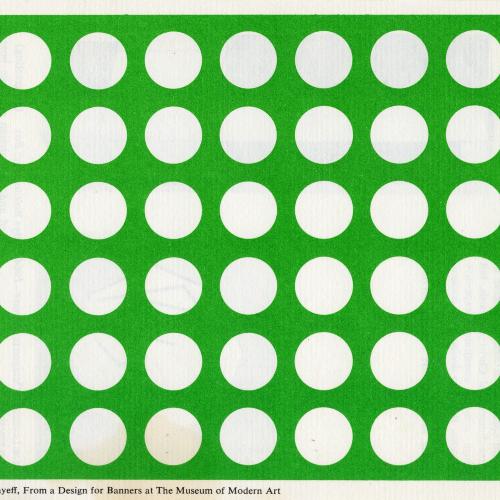Booklet/Brochure depicts: Landscape green background with white dots in nine columns and six rows. Text in bottom left corner.