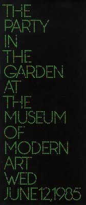 Booklet/Brochure, Announcements and invitations depicts: Black background with green text made up of mostly green dots with several purple and orange dots. Text reaches the bottom of the pamphlet.