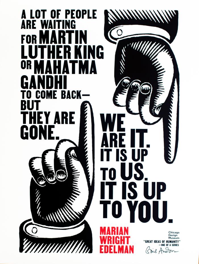 Posters depicts: One hand with a finger pointing up and another hand with a finger pointing down, surrounded by the poster title type
